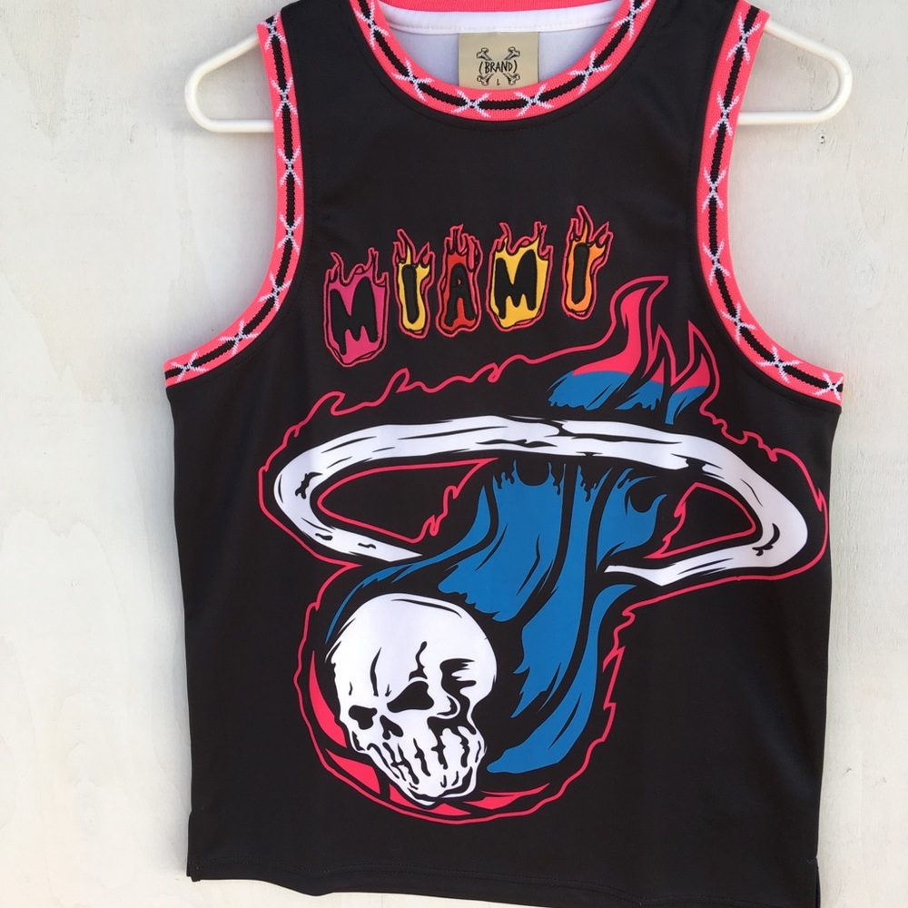Brand Reapers of South Beach Miami Heat Kids Tank Top Skull Flame Design SZ L.